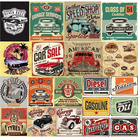 Colección De Vectores Vintage Autos Para Illustrator Eps, Ai