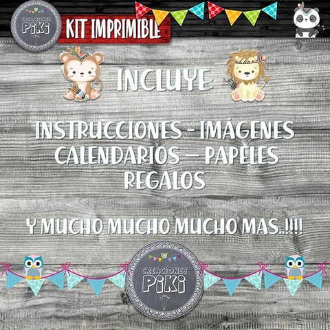 Kit Candy Bar Tiernos Animalitos Tribal Leon Oso Monito Nene