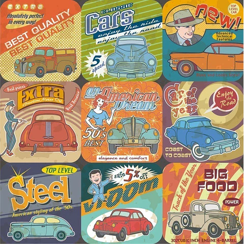 Colección De Vectores Vintage Autos Para Illustrator Eps, Ai