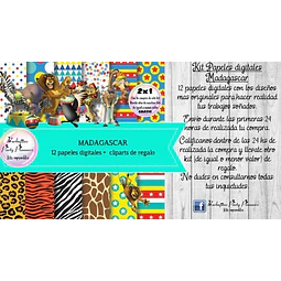 Papeles Fondos Digitales Madagascar  Kit Imprimible