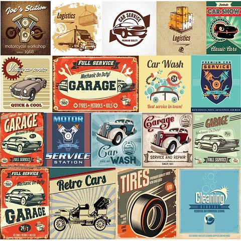 Colección De Vectores Vintage Autos Para Illustrator Eps, Ai