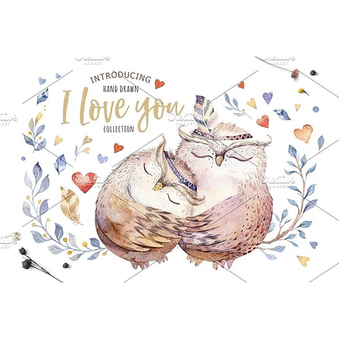 Cliparts Png Lechuzas Amor Acuarela Watercolor Pa35