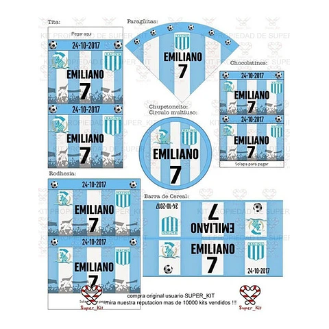 Kit Imprimible Racing Futbol Editable
