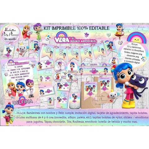Kit Imprimible Candy Vera Y El Reino Arco Iris 100% Editable
