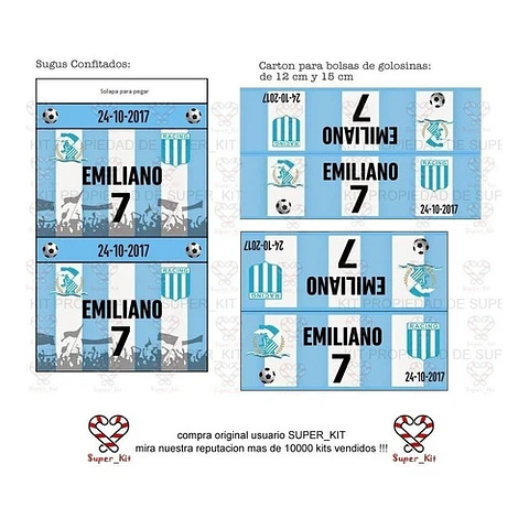 Kit Imprimible Racing Futbol Editable