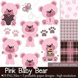 Kit Imprimible Ositos Baby Nena 02 - 26 Imágenes