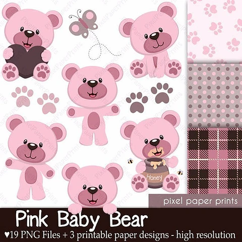 Kit Imprimible Ositos Baby Nena 02 - 26 Imágenes