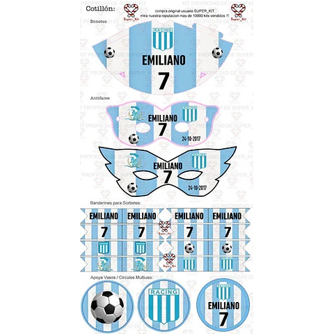 Kit Imprimible Racing Futbol Editable