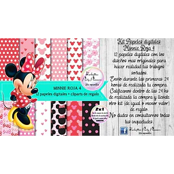 Papeles Fondos Digitales Minnie Roja 4 Kit Imprimible