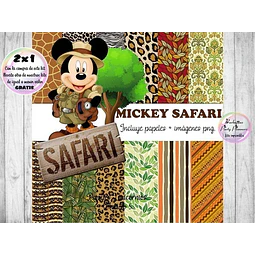 Papeles Fondos Digitales Mickey Safari - Kit Imprimibles