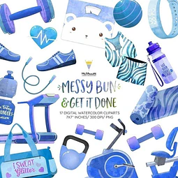 Cliparts Digitales Elementos De Gimnasia Gimnasio Azul M6