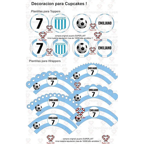 Kit Imprimible Racing Futbol Editable