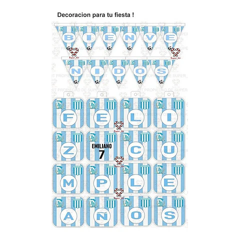 Kit Imprimible Racing Futbol Editable
