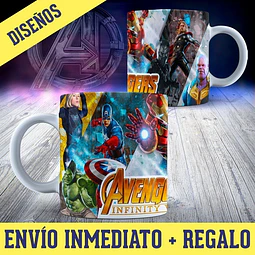 Kit Diseños Plantillas Tazas Los Vengadores Sublimación M3