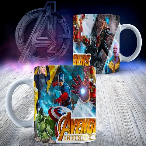 Kit Diseños Plantillas Tazas Los Vengadores Sublimación M3