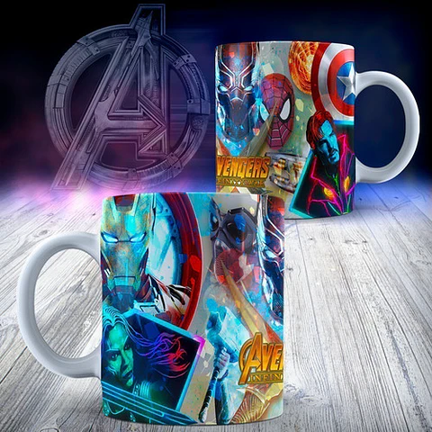 Kit Diseños Plantillas Tazas Los Vengadores Sublimación M3