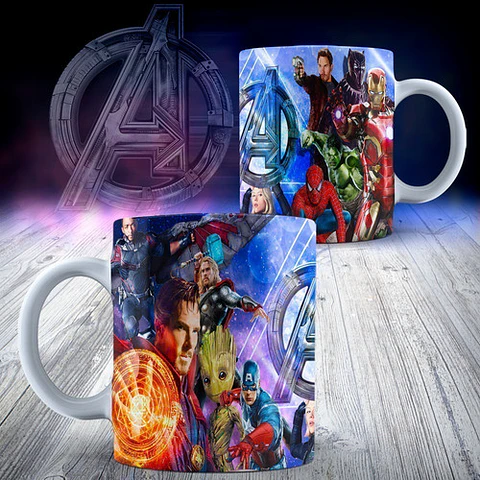 Kit Diseños Plantillas Tazas Los Vengadores Sublimación M3
