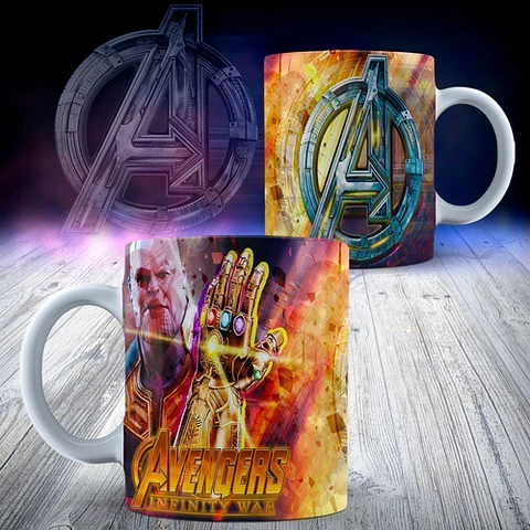 Kit Diseños Plantillas Tazas Los Vengadores Sublimación M3
