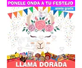 Kit Imprimible Llama Dorada Editable