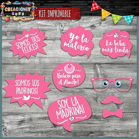 Kit Photo Booth Bautismo Nena  Imprimible Frases Y Props