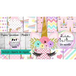 Papeles Fondos Digitales Unicornios Mod. 4 - Kit Imprimibles