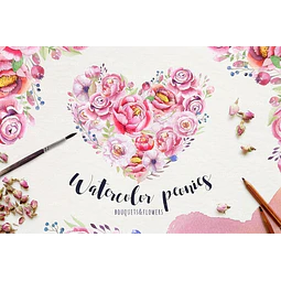Cliparts Png Corazon Flores Rosas Acuarela Watercolor Pa68