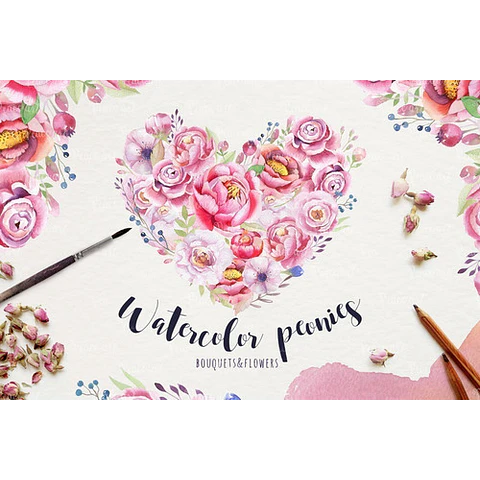 Cliparts Png Corazon Flores Rosas Acuarela Watercolor Pa68