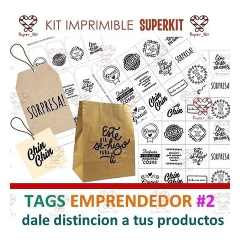 Kit Imprimible Tags Emprendedor Mod 2 Destaca Tus Envios!