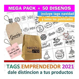 Kit Imprimible Tags Emprendedor Mega Pack + 50 Modelos