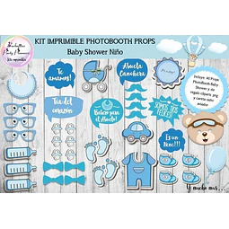 Baby Shower Niño Varon Celeste Photo Booth Props 