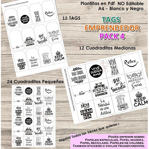 Kit Imprimible Tags Emprendedor Mega Pack + 50 Modelos