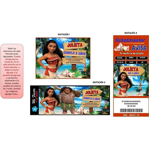 Kit Imprimible Candy Bar Moana El Mas Completo