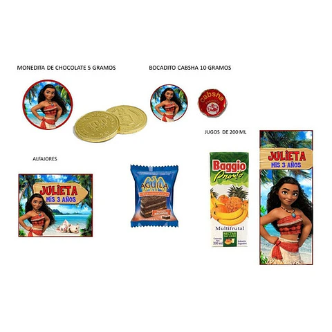 Kit Imprimible Candy Bar Moana El Mas Completo