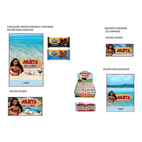 Kit Imprimible Candy Bar Moana El Mas Completo