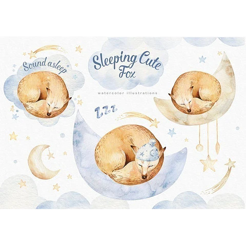 Cliparts Png Zorros Durmiendo Acuarela Watercolor Pa48