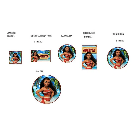 Kit Imprimible Candy Bar Moana El Mas Completo