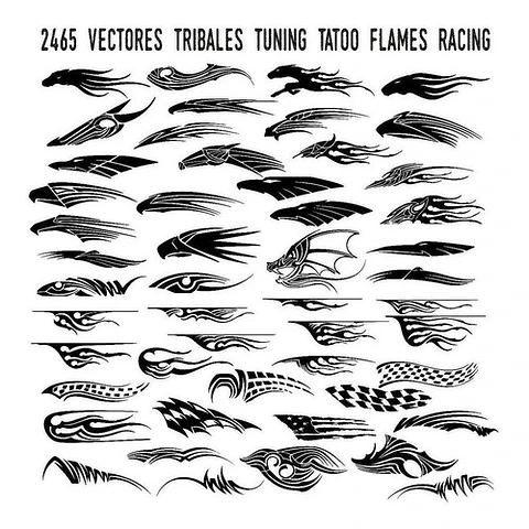 Pack 2465 Vectores Tuning Tribales Tatoo Estampar Y Ploteado