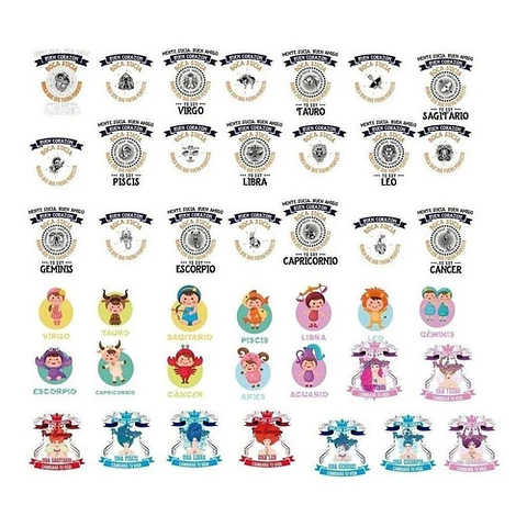 Plantillas + Vectores Zodiacales Para Tazas Y Remeras