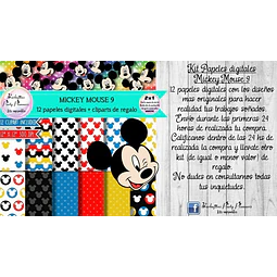 Papeles Fondos Digitales Mickey Mouse 9 Kit Imprimible
