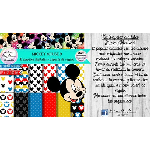 Papeles Fondos Digitales Mickey Mouse 9 Kit Imprimible