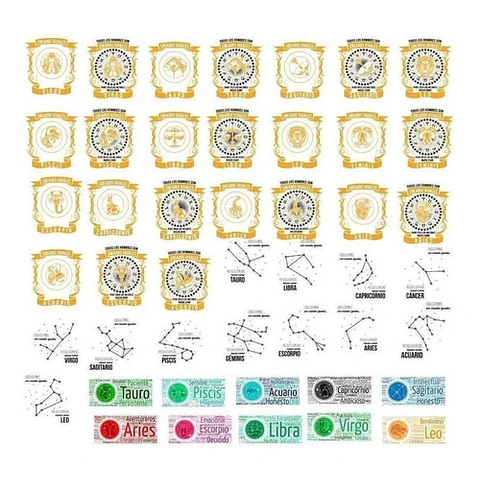Plantillas + Vectores Zodiacales Para Tazas Y Remeras