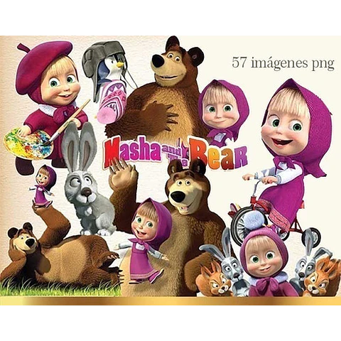 Kit Imprimible  Masha Y El Oso 4- 57 Clipart   Ver Promo