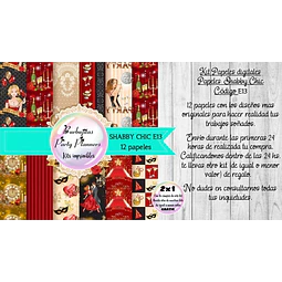Papeles Digitales Fondos Shabby Chic Navidad Roja E13