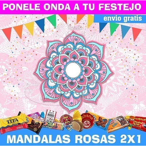 Kit Imprimible Mandala Rosa Editable