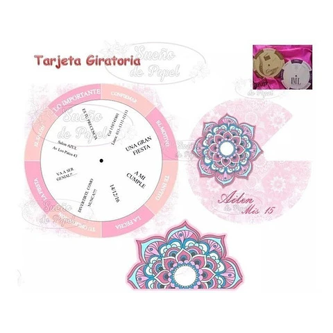 Kit Imprimible Mandala Rosa Editable
