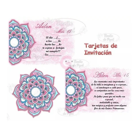 Kit Imprimible Mandala Rosa Editable