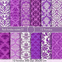 Kit Imprimible  12  Fondos Violeta
