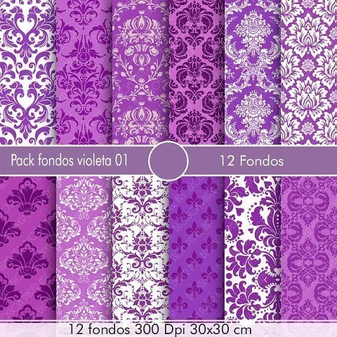 Kit Imprimible  12  Fondos Violeta