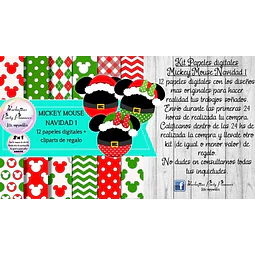 Papeles Fondos Digitales Mickey Mouse Navidad 1 Kit