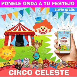 Kit Imprimible Circo Celeste 100% Editable